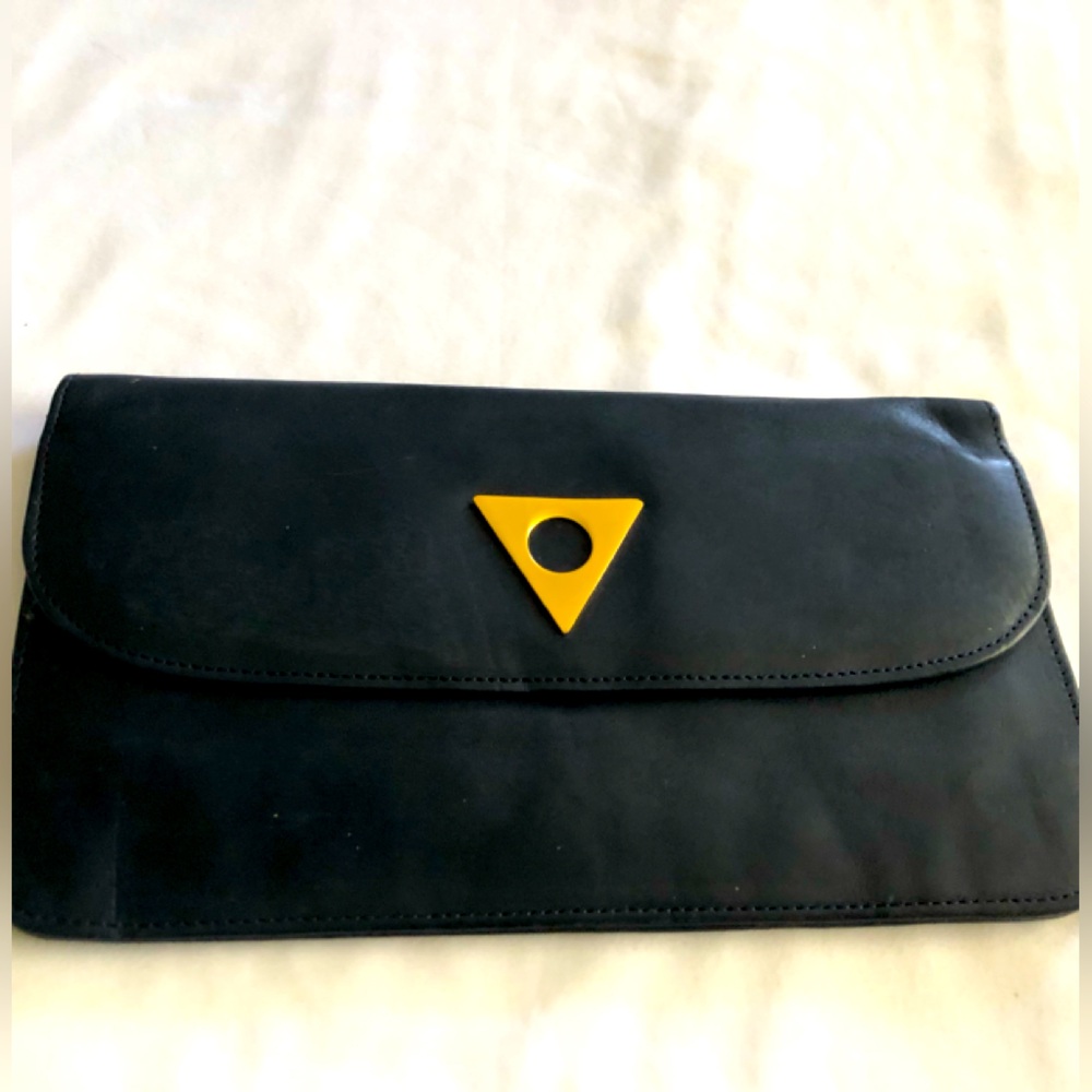 Navy Blue Leather Clutch Wallet Unbranded